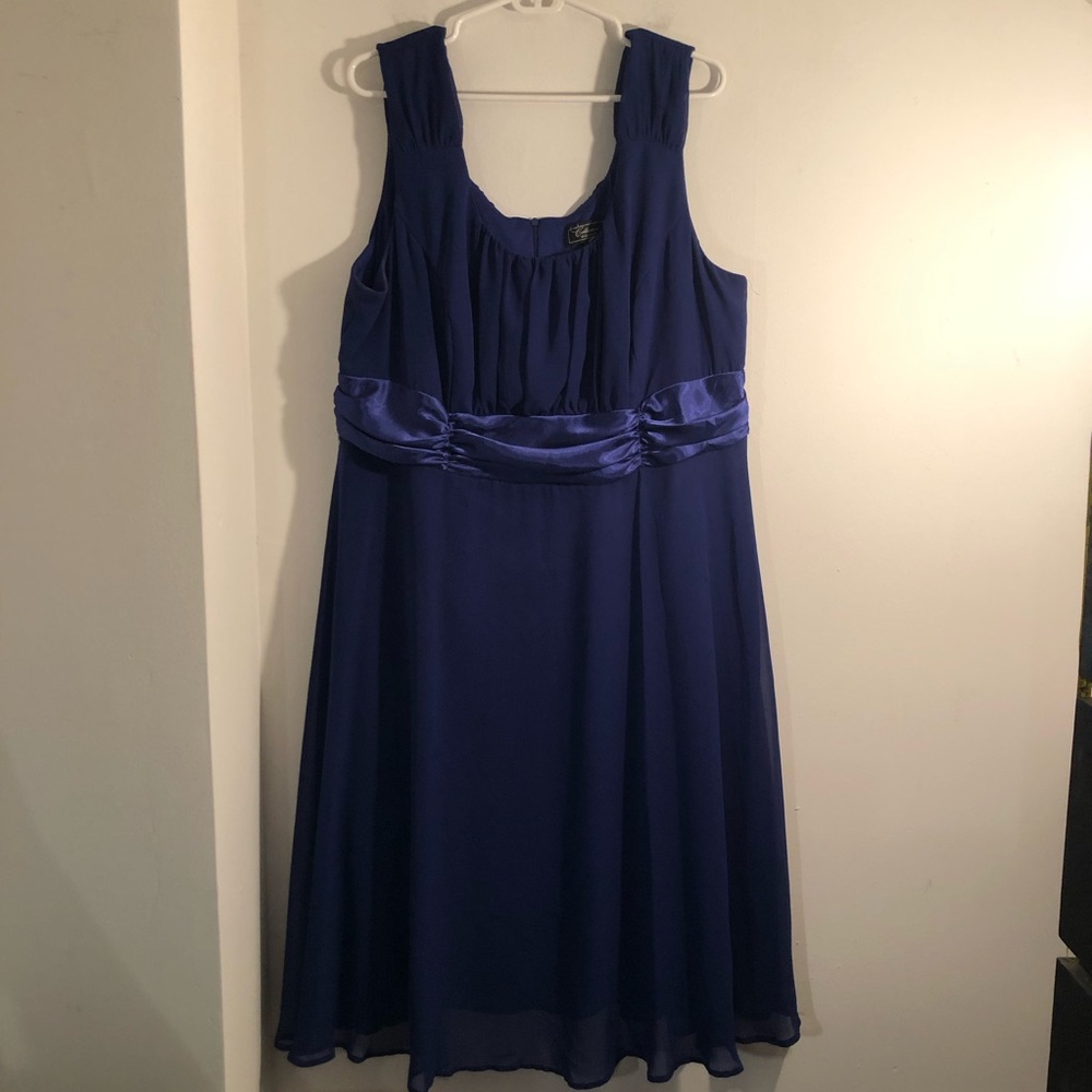 Dressbarn Royal Blue Sleeveless Midi Dress W/ Satin Waistband Women’s 20 Wedding